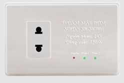 Ổ cắm máy bơm âm tường chữ nhật cấp nguồn phao điện 24V Siron Sr-SKB01