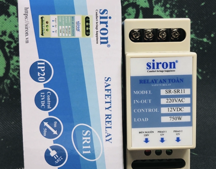 Siron SR-SR11 Relay an toàn 12V DC dạng thanh ray gắn tường, tủ điên