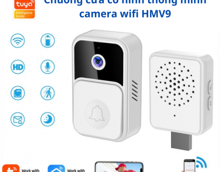 Chuông cửa có hình thông minh camera wifi HMV9 [Hỗ trợ đàm thoại 2 chiều]
