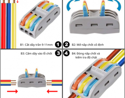 Cút nối dây điện 3 dây 3 cổng chia màu KV774-3P3C