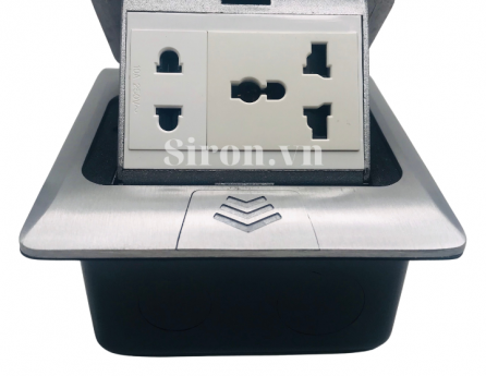 Ổ cắm âm sàn gồm 2 ổ cắm đa tiêu chuẩn màu xám bạc Siron Sr-FS120F25S