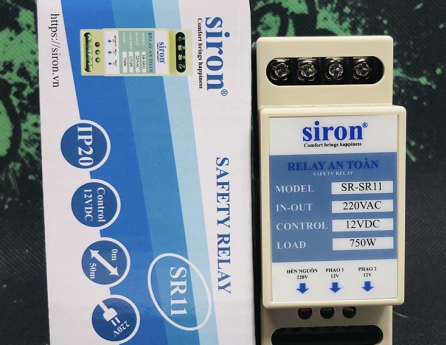 Siron SR-SR11 Relay an toàn 12V DC dạng thanh ray gắn tường, tủ điên