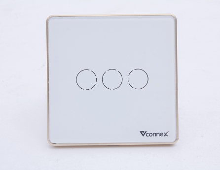 Công tắc thông minh viền nhôm loại 3 nút bấm vconnex