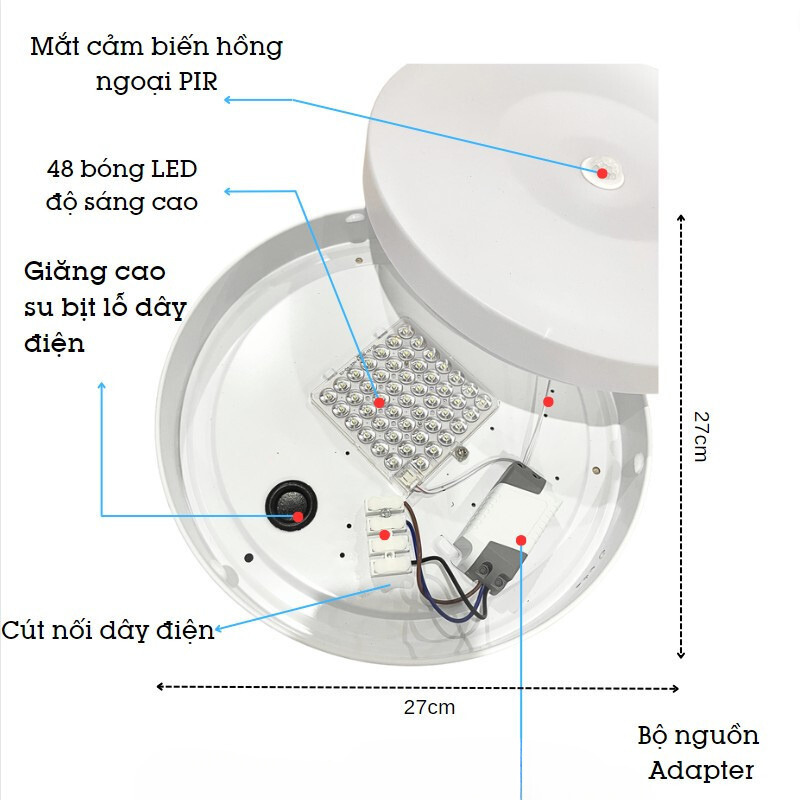 đèn ốp trần kết hợp cảm biến chuyển động