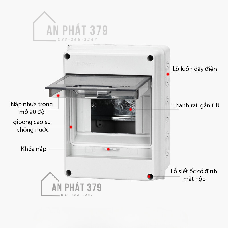 Hộp chống nước IP65 cho CB aptomat gắn ray HTX